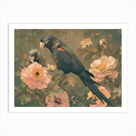 Floral Animal Illustration Parrot 1 Art Print