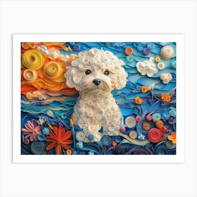 Bichon Frise Paper Quilling Dog Portrait II Art Print