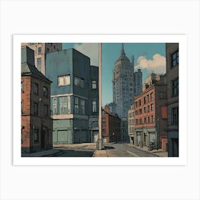 "Cloudy Commute: Chris Ware's Comic Book Skyline" Art Print