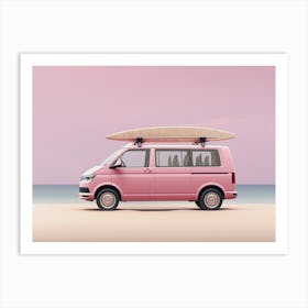 Surfboard in the pink van Art Print