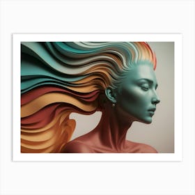 Girl with hair in the wind Art Print