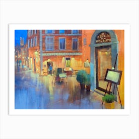 Charming Evening Walk On The Streets Of Rome Art Print