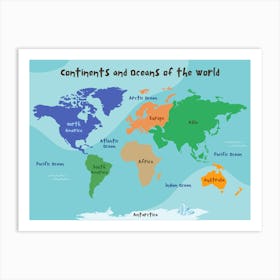 Continents And Oceans Of The World 1 Art Print