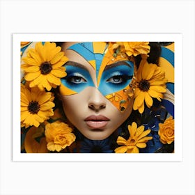 Beautiful Woman With Flowers Art Print