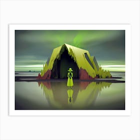 Woman In Front Of A Mountain Art Print