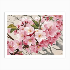 Watercolor Japanese Sakura Flower Art Print