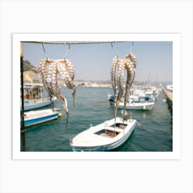 Typical greek harbour Art Print