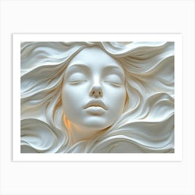 3d Serene Woman's Face Art Print