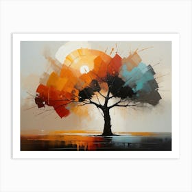 Abstract Tree Painting at sunset 1 Art Print