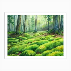 5 Vivid Green Moss Carpeting Forest Floors (1) Art Print