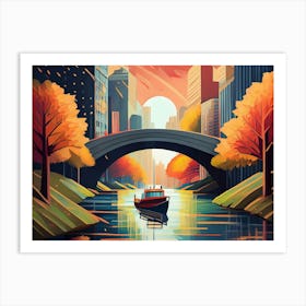 Boat In The City Art Print