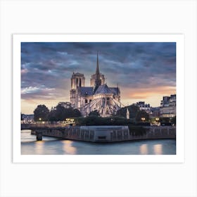Notre Dame Sunset Art Print