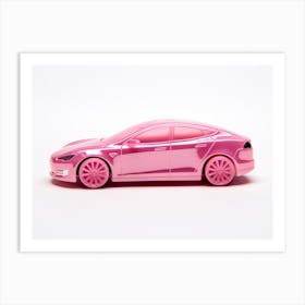 Toy Car Tesla Model S Pink Art Print
