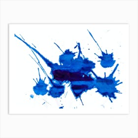 Blue Ink Splatters. Abstract blue painting. Art Print