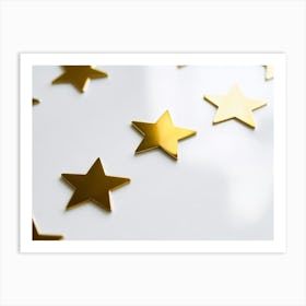 Five Point Scale Of Shiny Gold Star Ratings Glowing Against A Minimalist White Background Reflected (2) Art Print