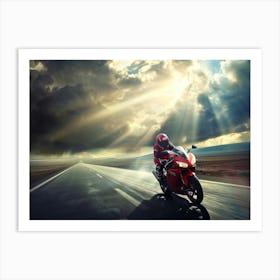 Rider On Red Bike (28) Art Print