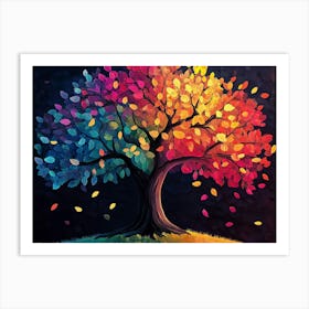 Elegant Colorful Tree With Vibrant Leaves Hanging Branches 6 Art Print