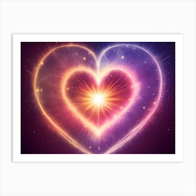 A Colorful Glowing Heart On A Dark Background Horizontal Composition 66 Art Print