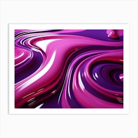 Pink & Purple Gloss Fluid Ripples Abstract 2 Art Print