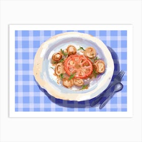 A Plate Of Calamari, Top View Food Illustration, Landscape 4 Art Print