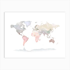 Pastel World Map No 131 Art Print
