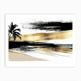 Gold And Black Palm Trees Art Print