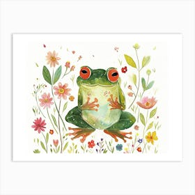 Little Floral Frog 1 Art Print