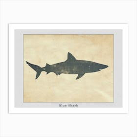 Blue Shark Grey Silhouette 4 Poster Art Print