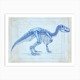 Allosaurus Skeleton Hand Drawn Blueprint 2 Art Print