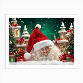 A Vividly Fluffy Red Santa Hat Brimming With Soft White Faux Fur Domes The Top In A Merry Celeb (4) Art Print