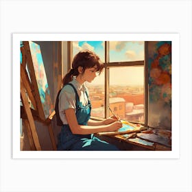 Girl Painting Art Print