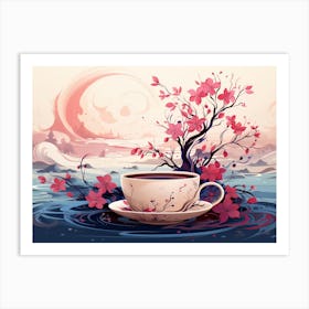 Coffee Cup With Flowers 2 Art Print