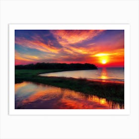 Sunset Over The Water 5 Art Print