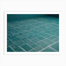 Abstract Image Of A Series Of White Lines Forming A Grid Pattern, Resembling A Blueprint Or Architectural Design Art Print