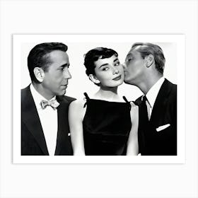 Actress Audrey Hepburn And Actors Humphrey Bogart And William Holden Art Print