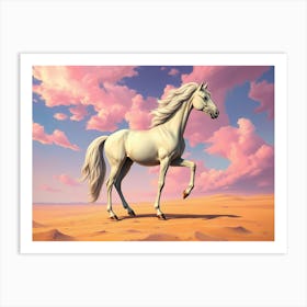 White Horse In The Desert Affiche