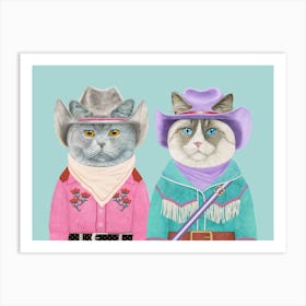 Cowboy Cats 2 Art Print