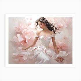 Girl In A White Dress Art Print