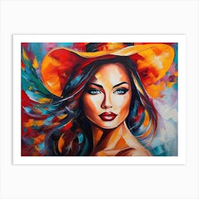 Charming Woman In A Hat Art Print