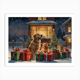 Christmas Dogs Art Print