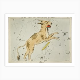 Sidney Hall’s (1831), Astronomical Chart Illustration Of Lynx And The Telescopium HerschilII Art Print