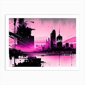 Pink City Skyline Art Print