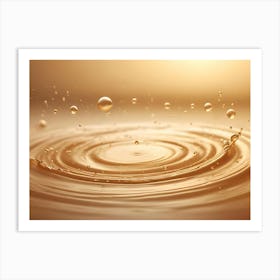 Ripples And Droplets Of Golden Liquid Create A Visually Appealing Abstract Background With A Sense Of Movement Art Print