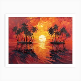 Sunset With Palm Trees 2 Art Print
