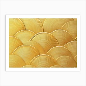 Gold Scallop Shells Art Print