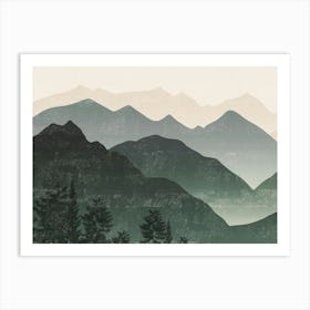 Forest Green Mountain, Pine Trees Art Print