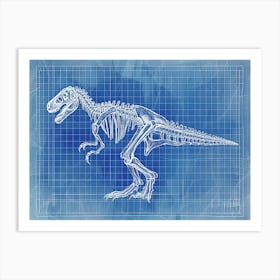 Allosaurus Dinosaur Skeleton Blueprint 2 Art Print