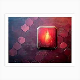 Textured Wall in Maroon and Peach Hexagons and Diamonds Abstract Palette Effect Art Print