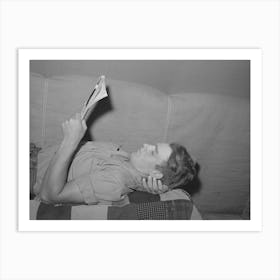 Young Farm Worker In Tent At The Fsa (Farm Security Administration) Migratory Labor Camp Mobile Unit, Wilder, Idaho Art Print