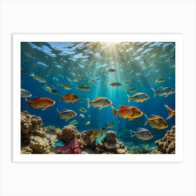 Fish and coral reefs Art Print